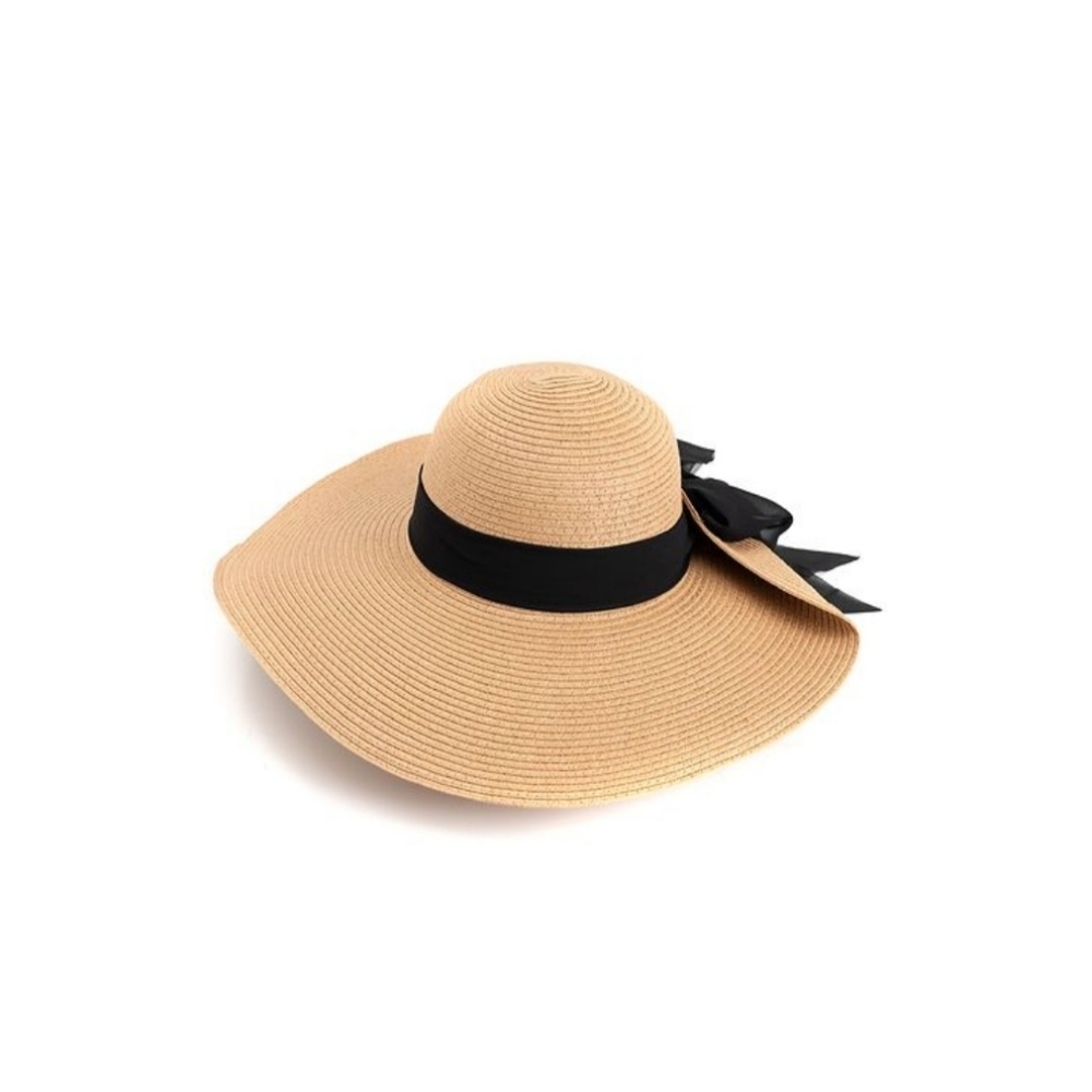 West Loop Sun Hat One Size Fits Most 88% Paper 12% Polyester with Ribbon NEW - Picture 2 of 3